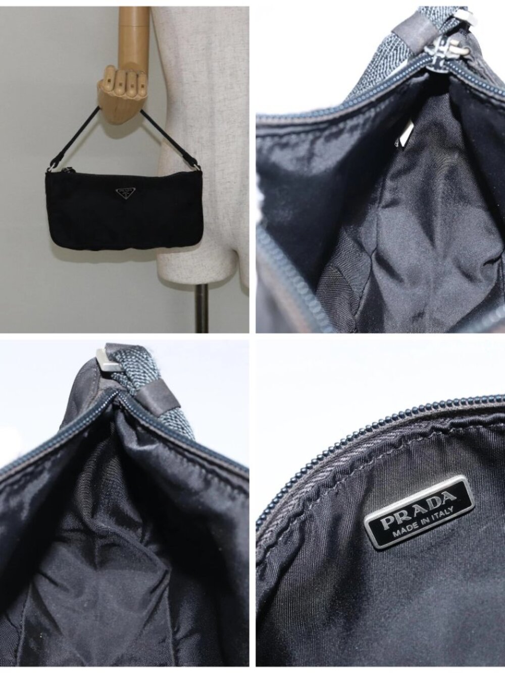 PRADA Accessory Pouch Nylon Black Silver Auth - Picture 15 of 15